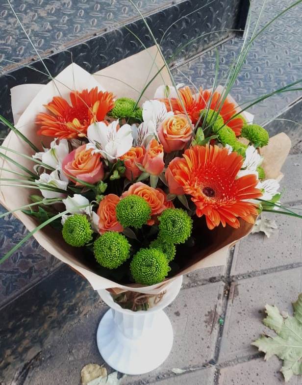 Букет цветов из: Герберы, Хризантемы, Альстромерии и Розы в Орбельяновке