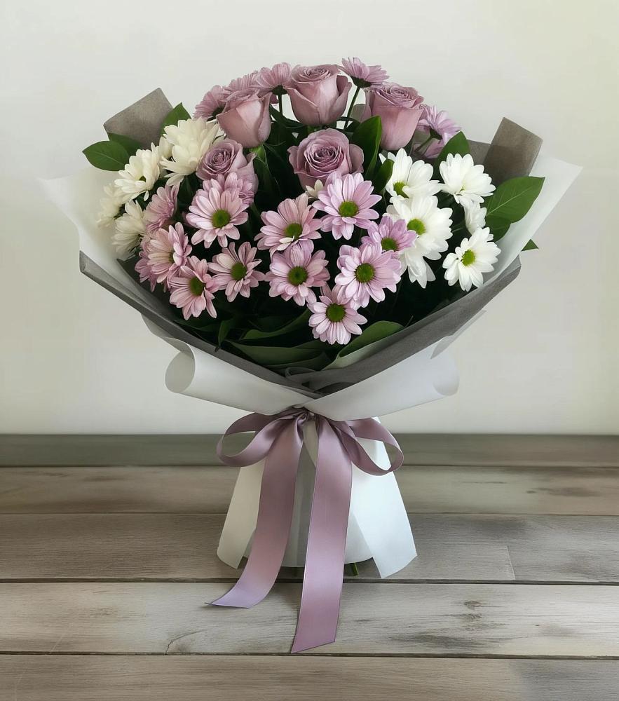 Букет цветов из: Хризантемы и Розы в Орбельяновке