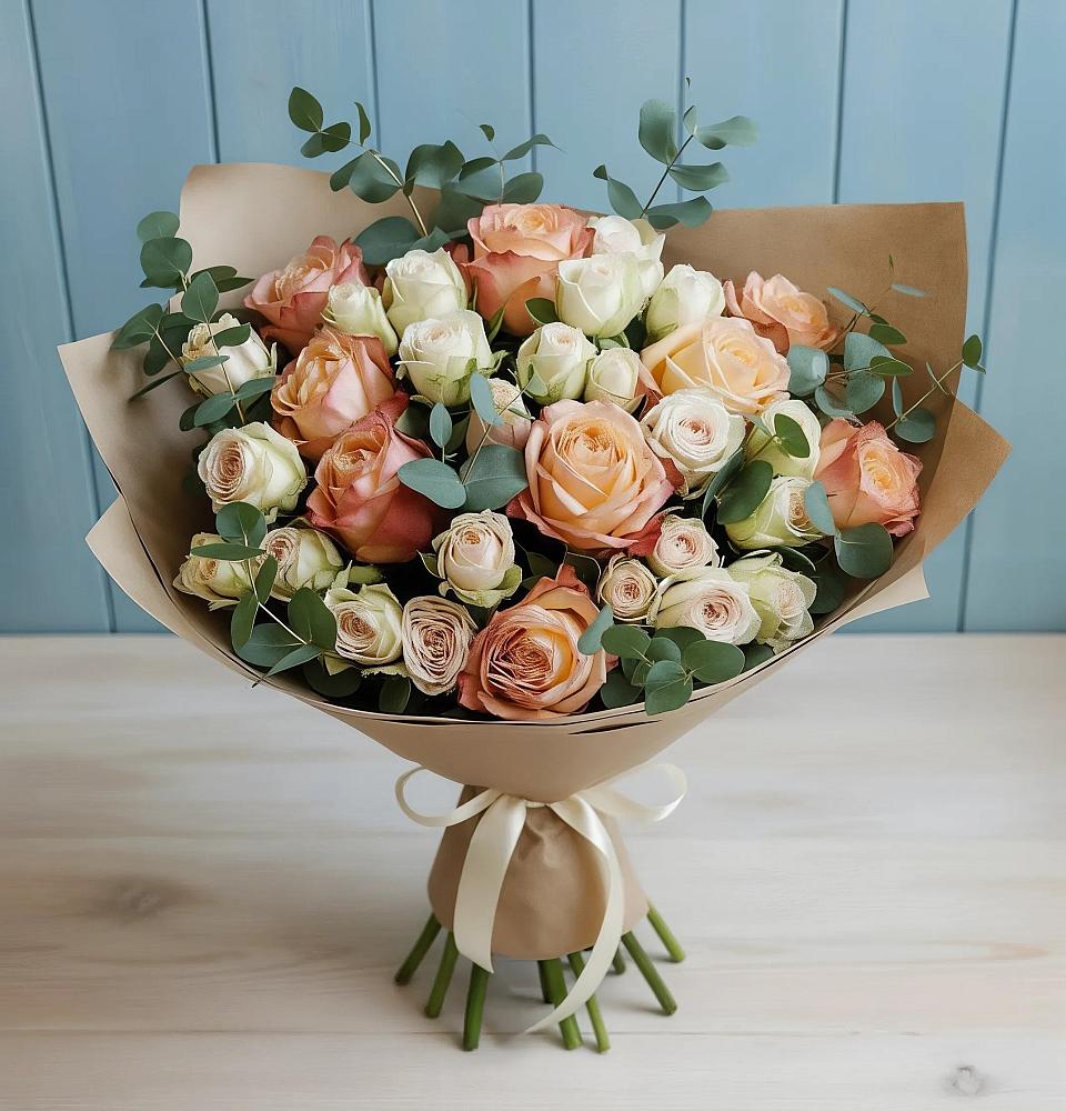 Букет цветов из: Альстромерии и Розы в Орбельяновке