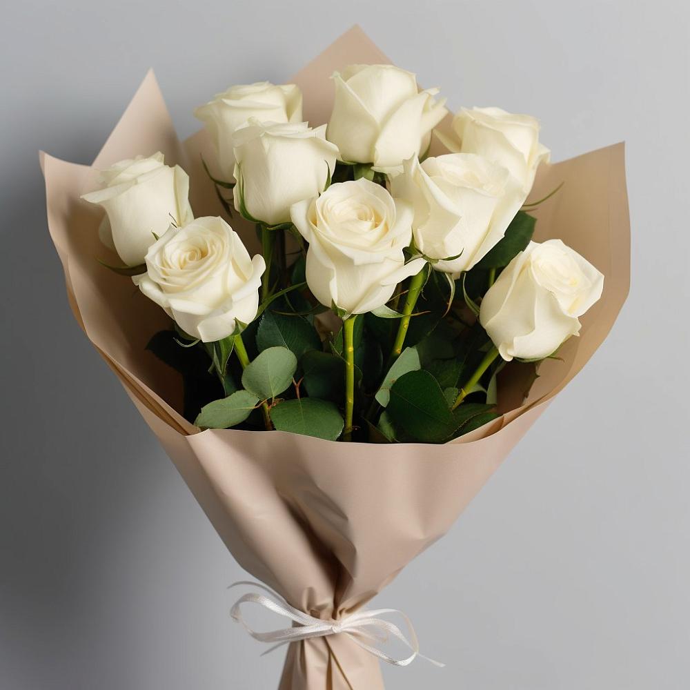 Букет 9 Белых роз Эдлесс Лав в Орбельяновке