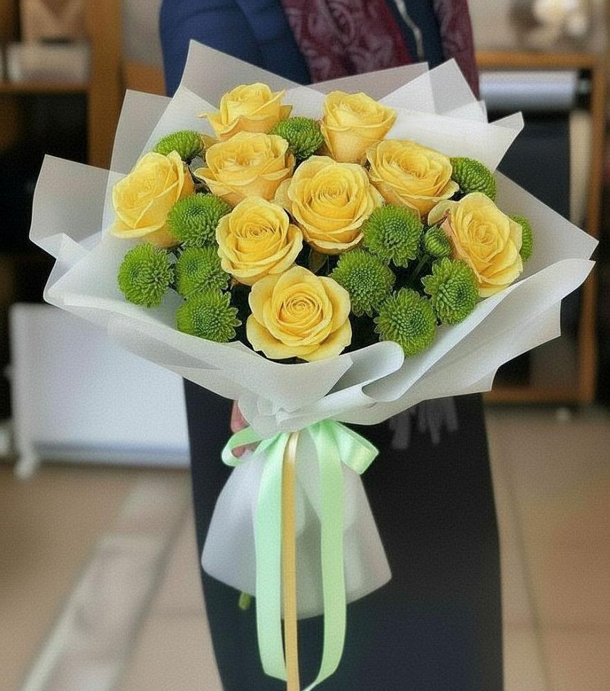 Букет цветов из: Хризантемы и Розы в Орбельяновке