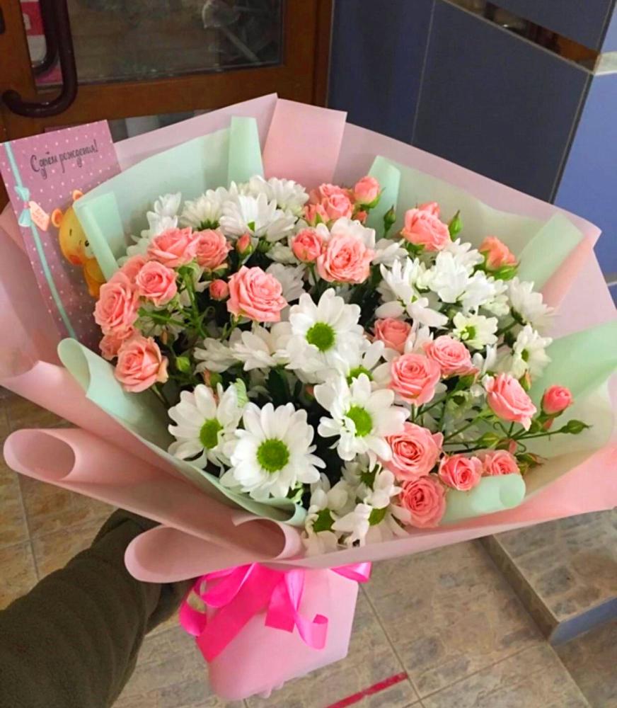 Букет цветов из: Розы и Хризантемы в Орбельяновке