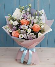 Букет цветов из:  Лизиантусы, Розы, Альстромерии и Гипсофила #REPLACE_PRED# Орбельяновке