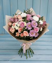 Букет цветов из:  Хризантемы, Розы и Альстромерии в Орбельяновке