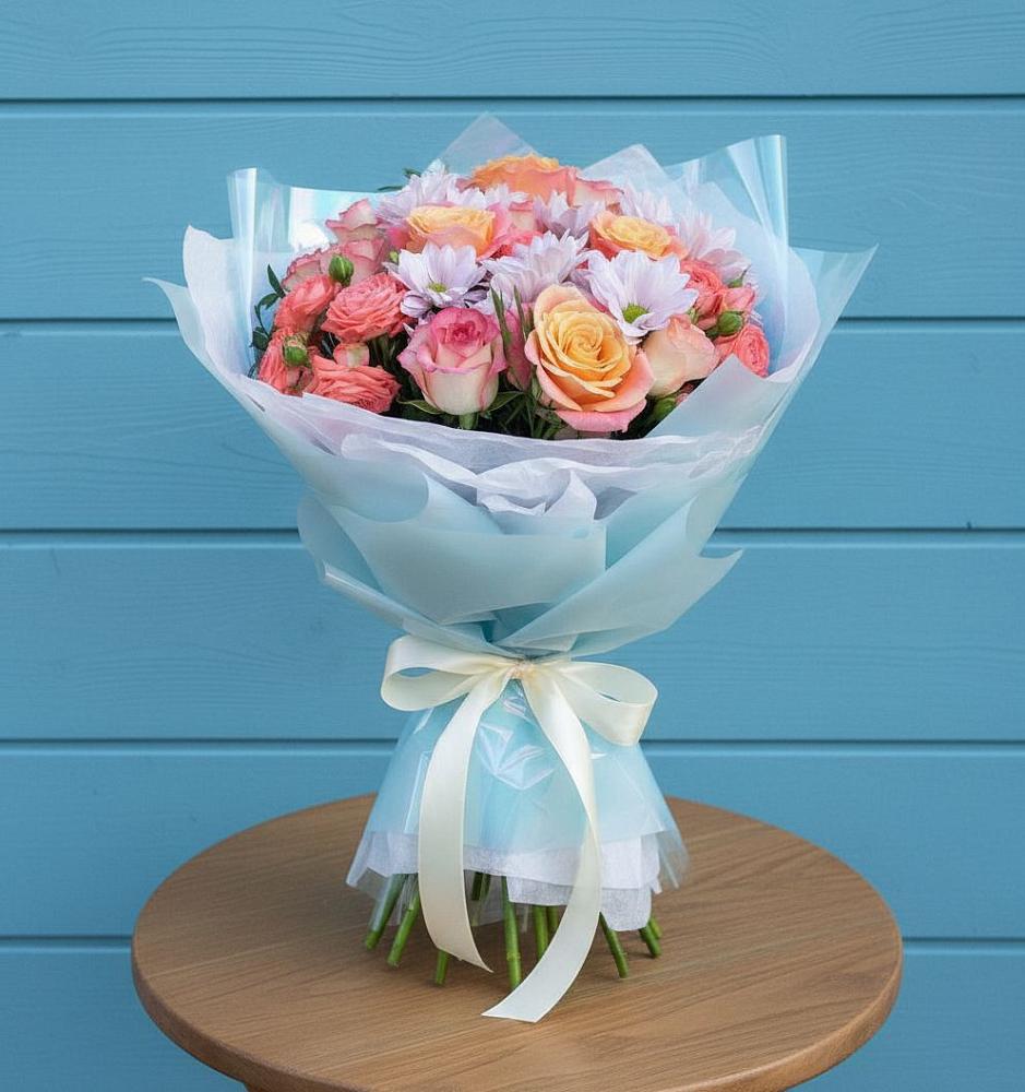 Букет цветов из: Хризантемы и Розы в Орбельяновке