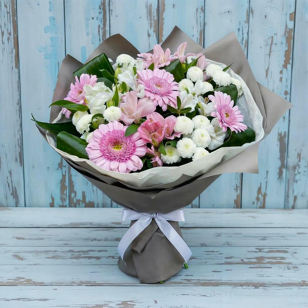Букет цветов из: Герберы, Альстромерии и Хризантемы в Орбельяновке