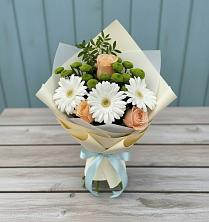 Букет цветов из:  Герберы, Розы и Хризантемы в Орбельяновке